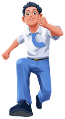 Boy Student Running Forward Illustration