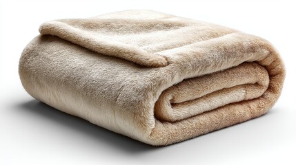 a soft fleece blanket on a white isolated background, warm and cozy texture