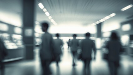 Blurred background of an interior with individuals - abstract style