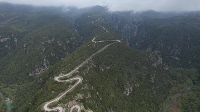 Papingo hairpin road in Vikos National Park, Epirus, Greece 
