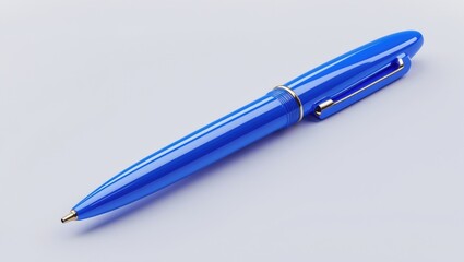 Isolated blue plastic ball pen against background