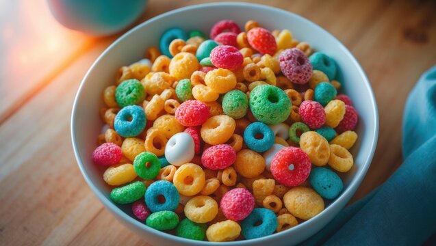 Bowl filled with vibrant cereal