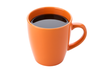 Orange Mug of Coffee Hot Drink Caffeine Morning Beverage isolated on transparent background