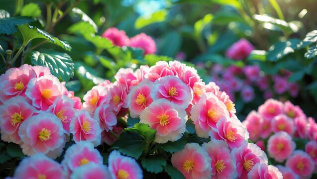 Vibrant begonias in the garden