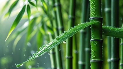 Detailed Close-Up of a Bright Green Bamboo Stalk Representing Nature's Serene Good Fortune, Emphasizing Its Intricate Textures and Lush Hue for Indoor Inspiration