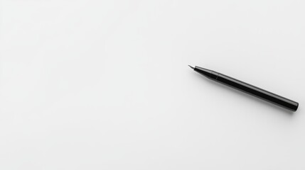 Minimalist Workspace with Black Pen on White Background