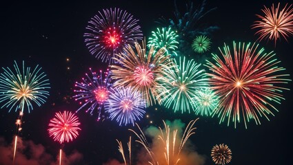 Fototapeta premium Colorful fireworks show ready for festivities