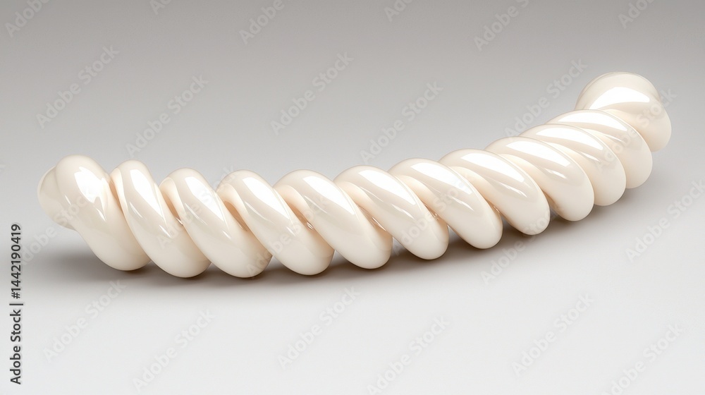 Poster a white spiral-shaped object with a shiny surface.