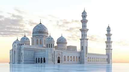 Obraz premium Submerged White Mosque at Sunrise