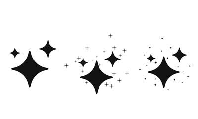 Yellow Sparkle Icon Set, Shiny Glitter Stars Vector, Minimal Twinkle Design for Decoration, UI, Apps, Stickers, or Social Media.