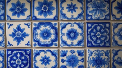 Colorful vintage ceramic tile wall decor
