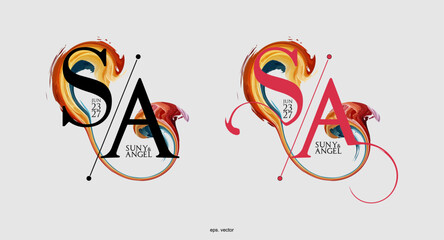S, A, SA, Beauty vector initial logo, wedding letter collection, Modern Minimalistic and templates for Invitation cards, Save the Date, your company identity or branding logo