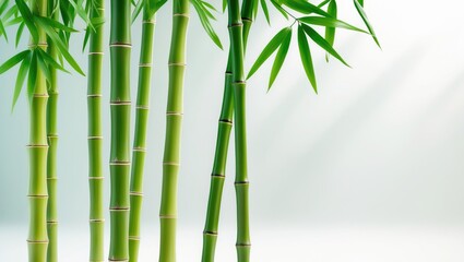 Design featuring bamboo shoots and leaves with isolated bamboo branches in the background