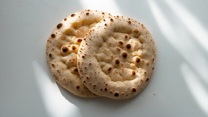 Two Isolated Loaves of Bran Bread on a White Surface