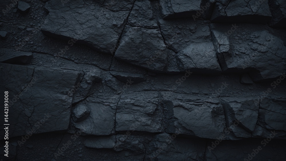 Aufkleber stone wall and rock texture on a black background with rough mineral structure