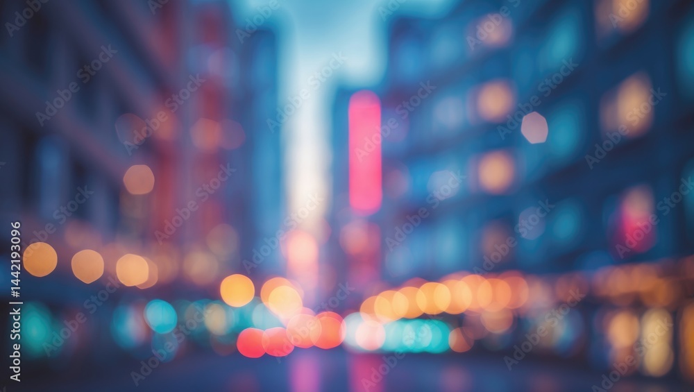 Poster bokeh lights in a colorful blurred building background