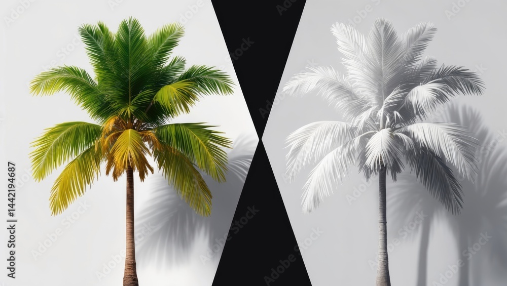Poster coconut tree isolated on a transparent background with clipping path