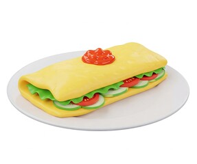 Delicious Egg and Vegetable Sandwich on a Plate