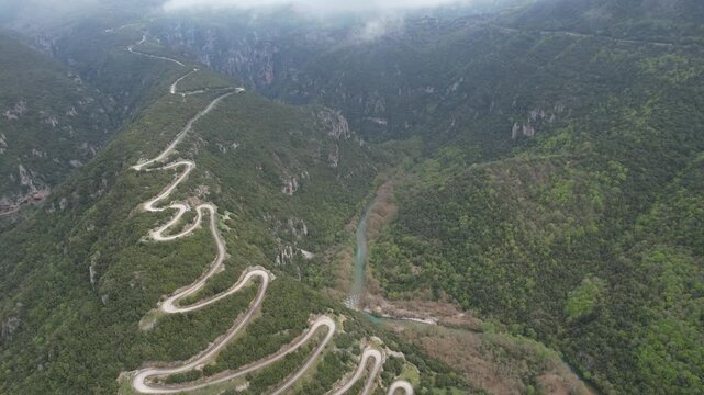 Papingo hairpin road in Vikos National Park, Epirus, Greece 