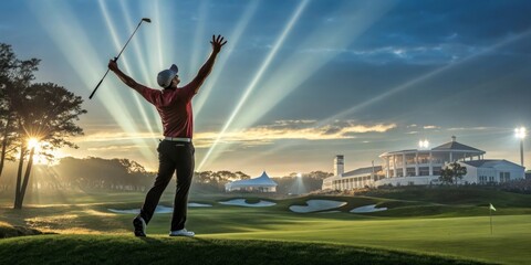 a golfer celebrating win