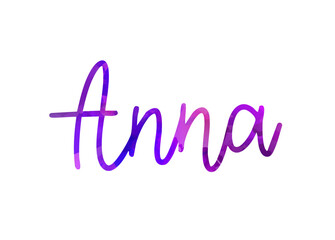 Anna - handwritten modern calligraphy lettering for girl's name
