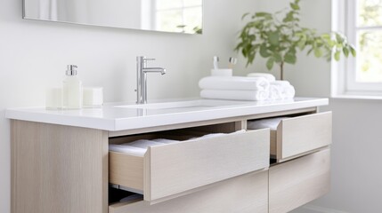 Modern bathroom vanity with drawers