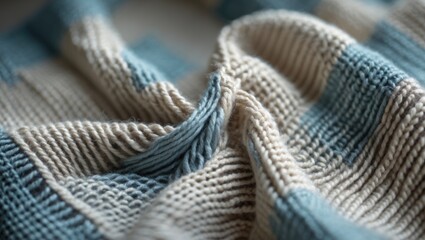 Checkered pattern cozy knitted textile for winter wear