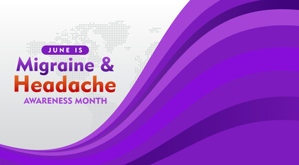 National Migraine and headache awareness month. Is observed every year in June. Suitable for background, banner, card, poster, template.