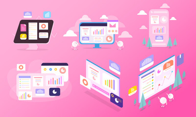 business with computer and infographic vector design