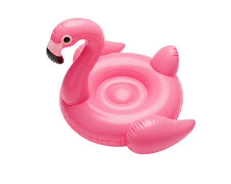 pink flamingo pool float top view png. inflatable flamingo pool float isolated. Pink flamingo pool float PNG for summer beach and pool party designs
