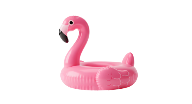 pink flamingo pool float png. inflatable flamingo pool float isolated. Pink flamingo pool float PNG for summer beach and pool party designs