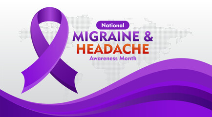 National Migraine and headache awareness month. Is observed every year in June. Suitable for background, banner, card, poster, template.