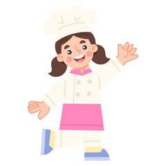 Illustration of a cheerful girl chef