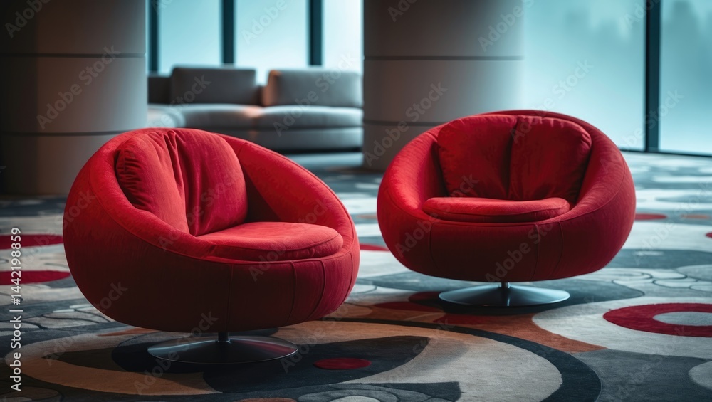 Poster current lounge setting with inviting sofas