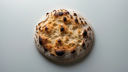 White background with bread featuring barn top view