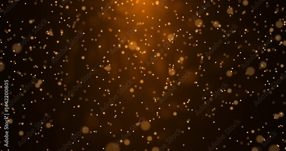 Wall mural rising chaotically moving dust in the light of a yellow lantern. bokeh particles.