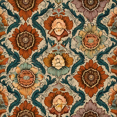 seamless floral pattern, Retro Floral Seamless Pattern