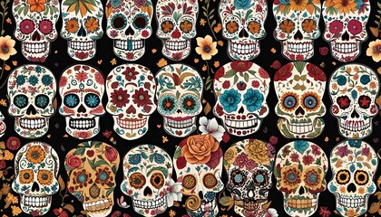 Fototapeta premium Sugar Skulls: Colorful Mexican Tradition