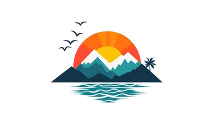 Sunrise over Mountains reflecting on water, peaceful scenery