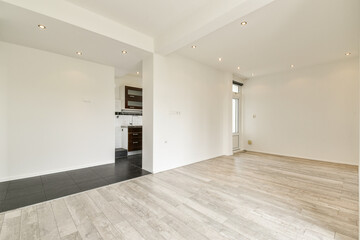 A bright and spacious modern interior featuring clean lines, minimalist decor, and natural light streaming through large windows.