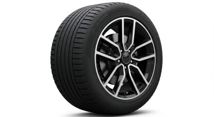 Obraz premium Car tire with alloy wheel isolated on white background