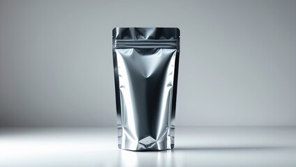 White Background with Empty Foil Plastic Coffee Pouch Bag