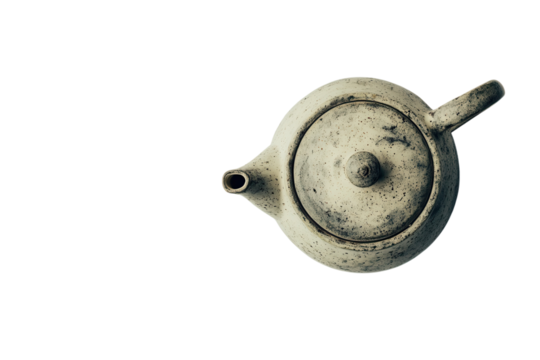 Rustic speckled teapot minimalist design calming beige tones overhead view simple elegance perfect
