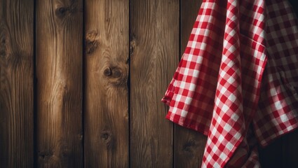 Pizza preparation on a wooden tabletop alongside a textile background. Text space provided