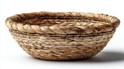 Obraz premium a handwoven basket on a white isolated background, rustic and charming design