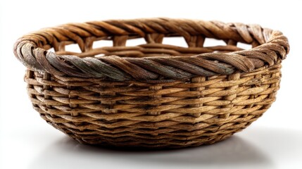 Fototapeta premium a handwoven basket on a white isolated background, rustic and charming design