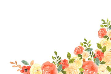 Watercolor flowers background vector for design.