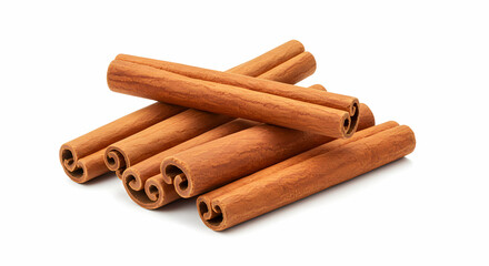 Aromatic Cinnamon Sticks on White Background