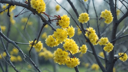 Cornelian cherry in full bloom