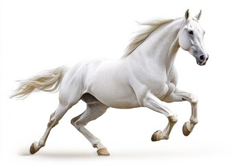 White horse running freely